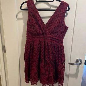 Burgundy lace mini dress Size L
